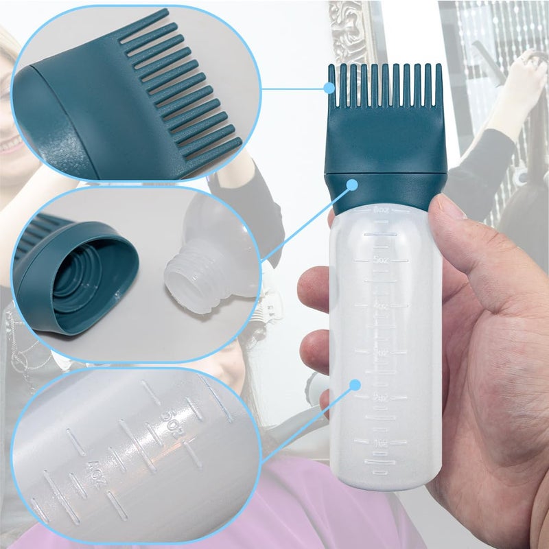 ELANE 4 Pack Root Comb Applicator Bottle,Oil Comb Applicator for Hair Dye,Salons (Purple+Grey+Red+Green) - Image 3